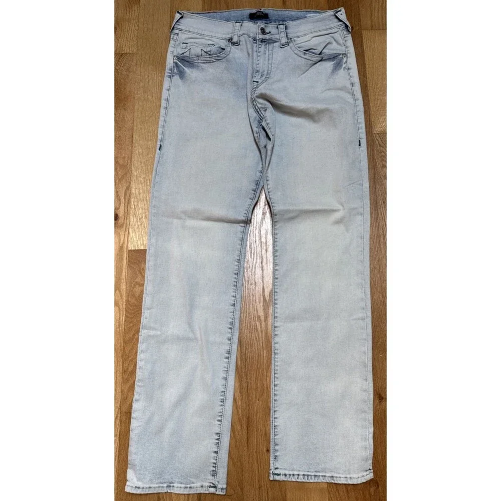 True Religion Ricky Jeans Men's 34XL33 Light Blue Relaxed Straight Leg